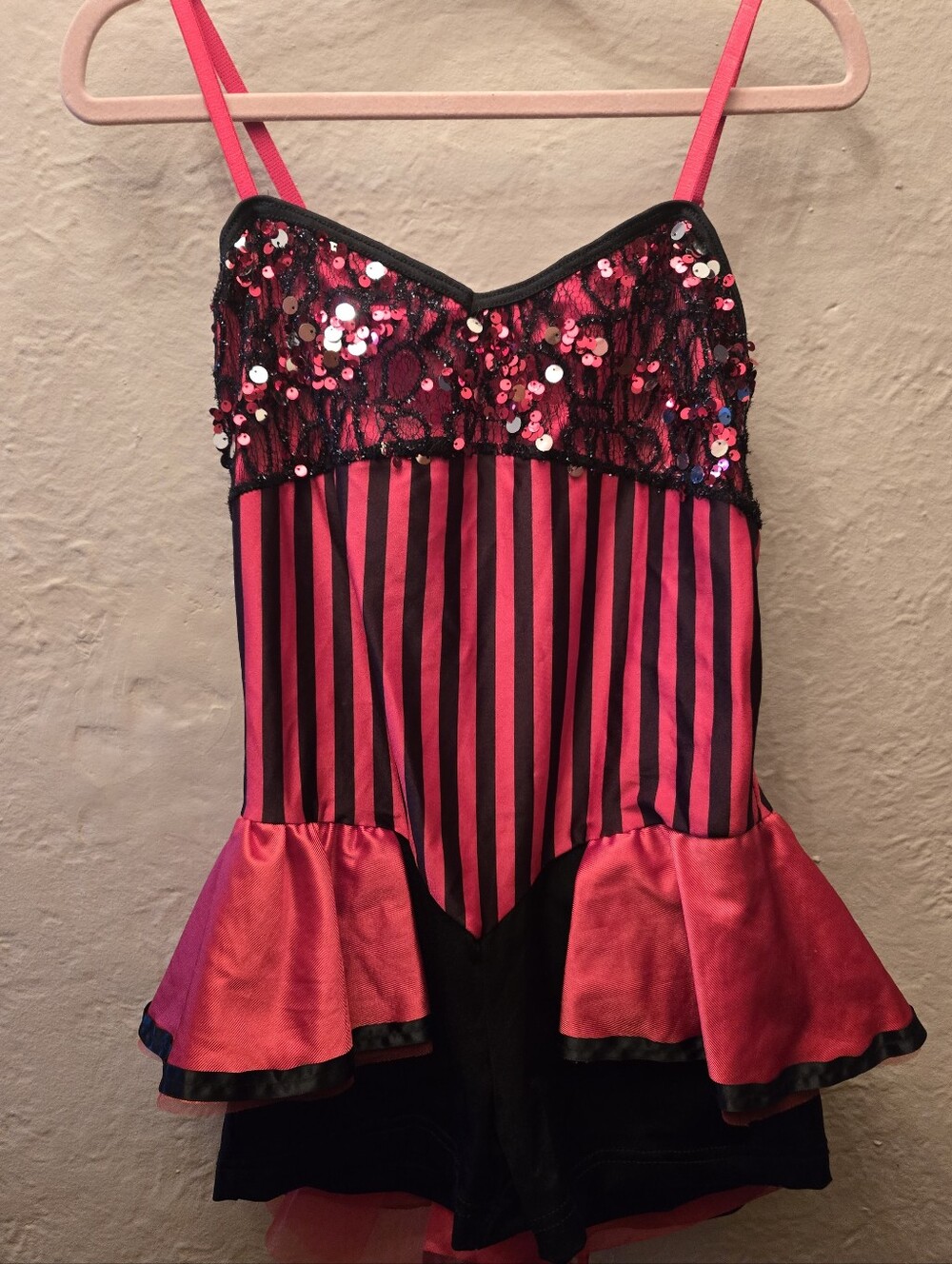 Burlesque Cabaret Dance Showgirl Costume Sequin Striped Romper M